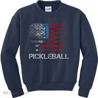 Us Flag Pickleball Player Paddleball Lover Kids Sweatshirt thumb 0
