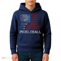 Us Flag Pickleball Player Paddleball Lover Kids Hoodie thumb 4