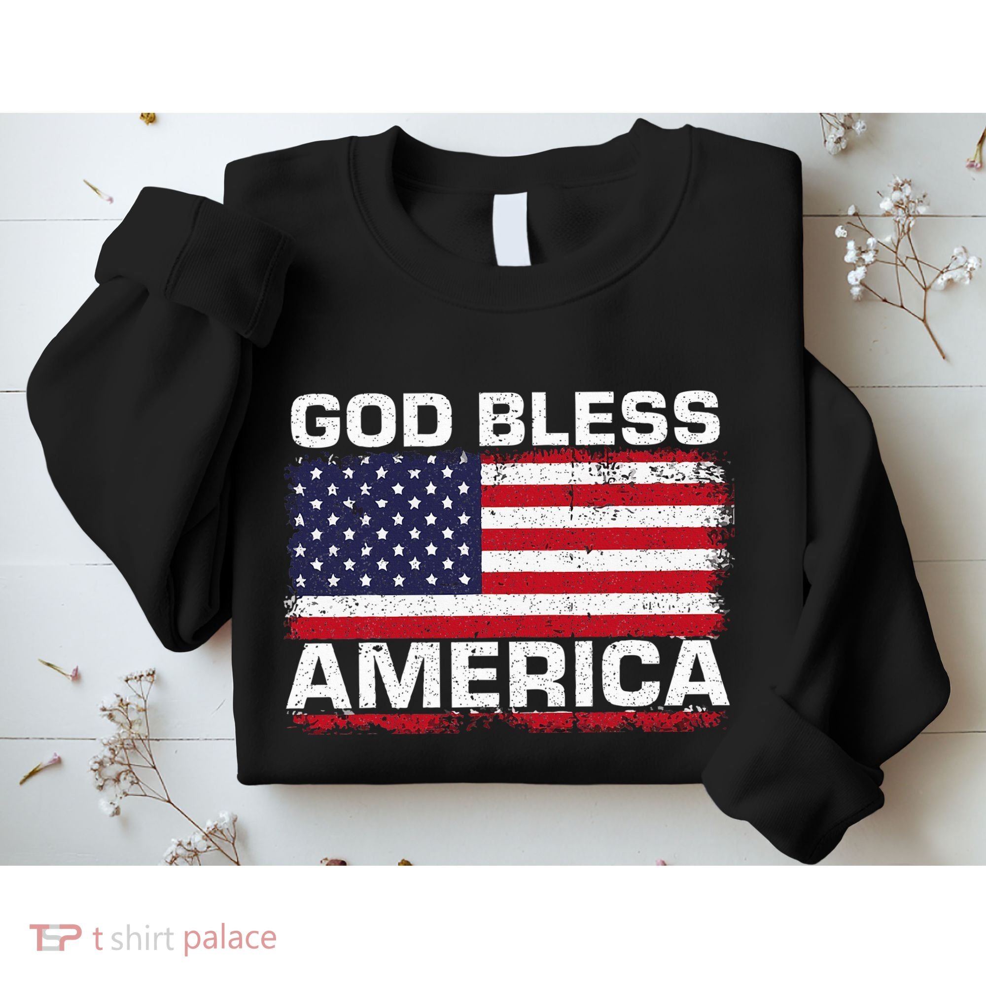 Usa Flag Patriotic God Bless America Sweatshirt