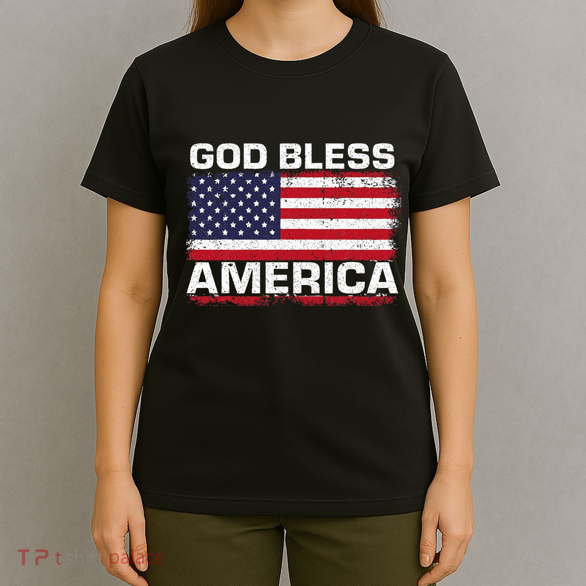 Usa Flag Patriotic God Bless America T-Shirt