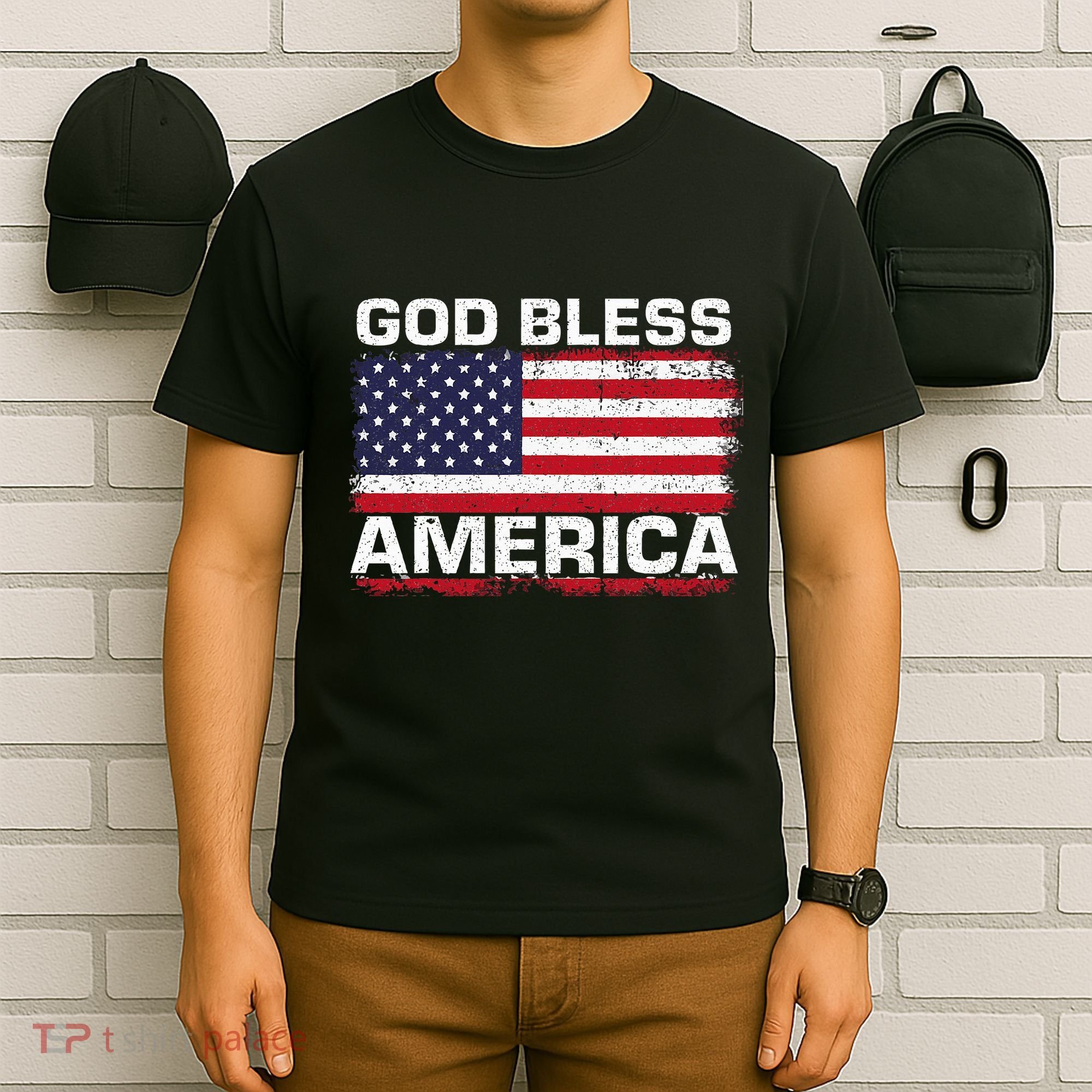 Usa Flag Patriotic God Bless America T-Shirt