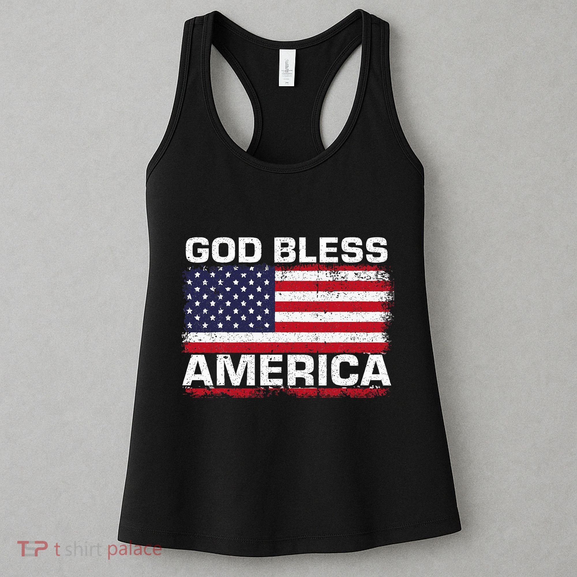 Usa Flag Patriotic God Bless America Women's Tank Top