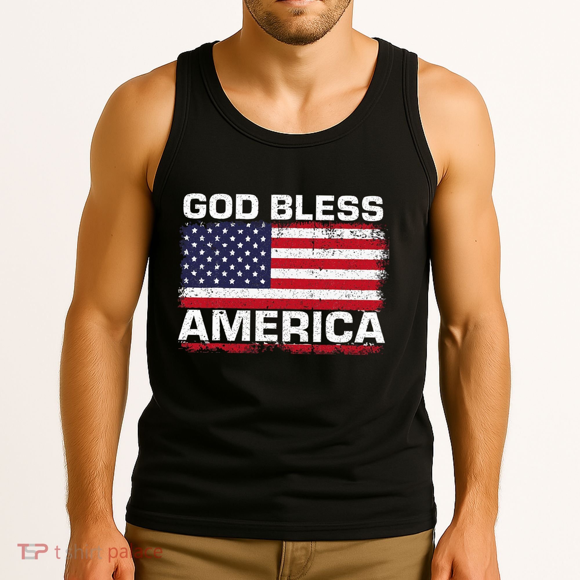 Usa Flag Patriotic God Bless America Tank Top
