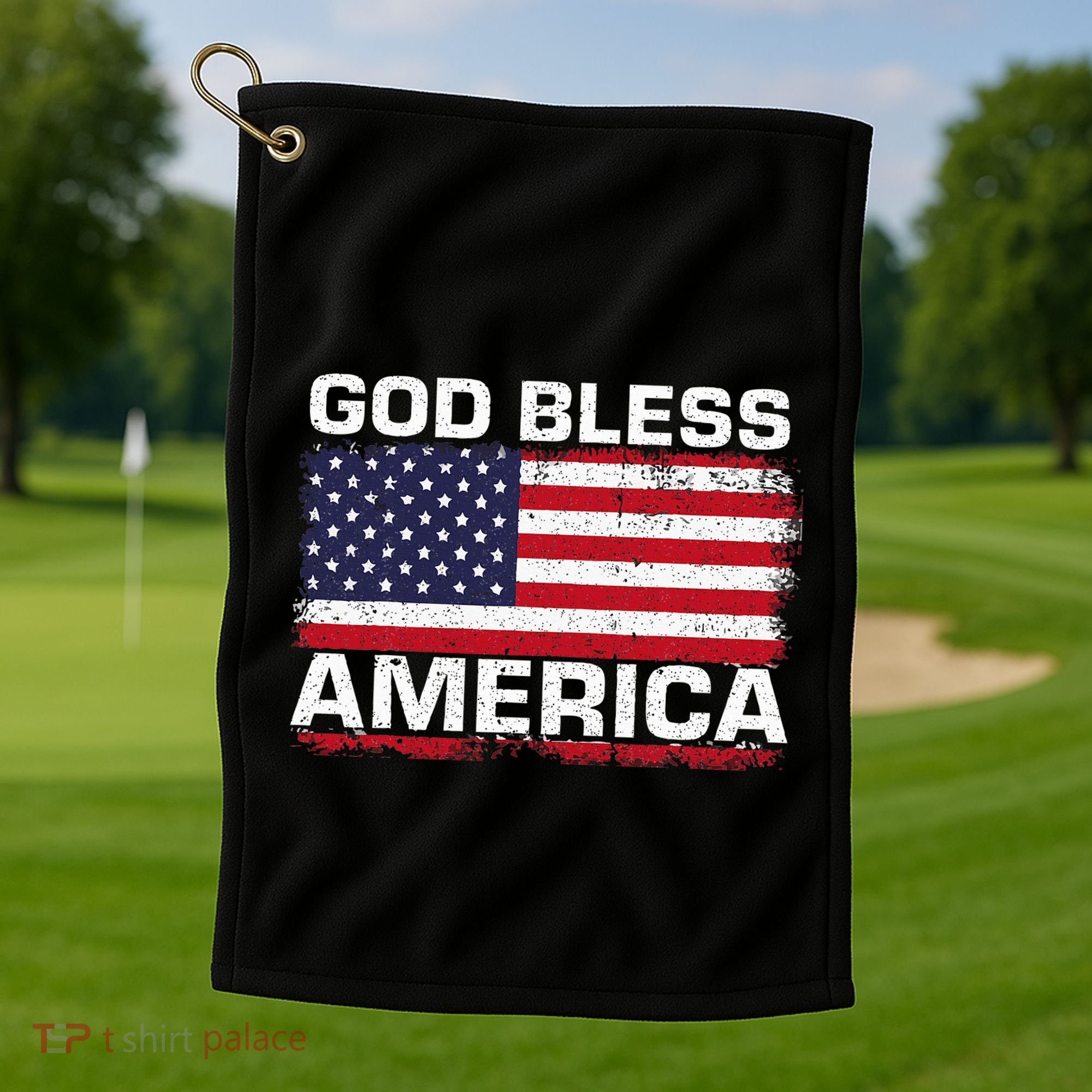 Usa Flag Patriotic God Bless America Golf Towel
