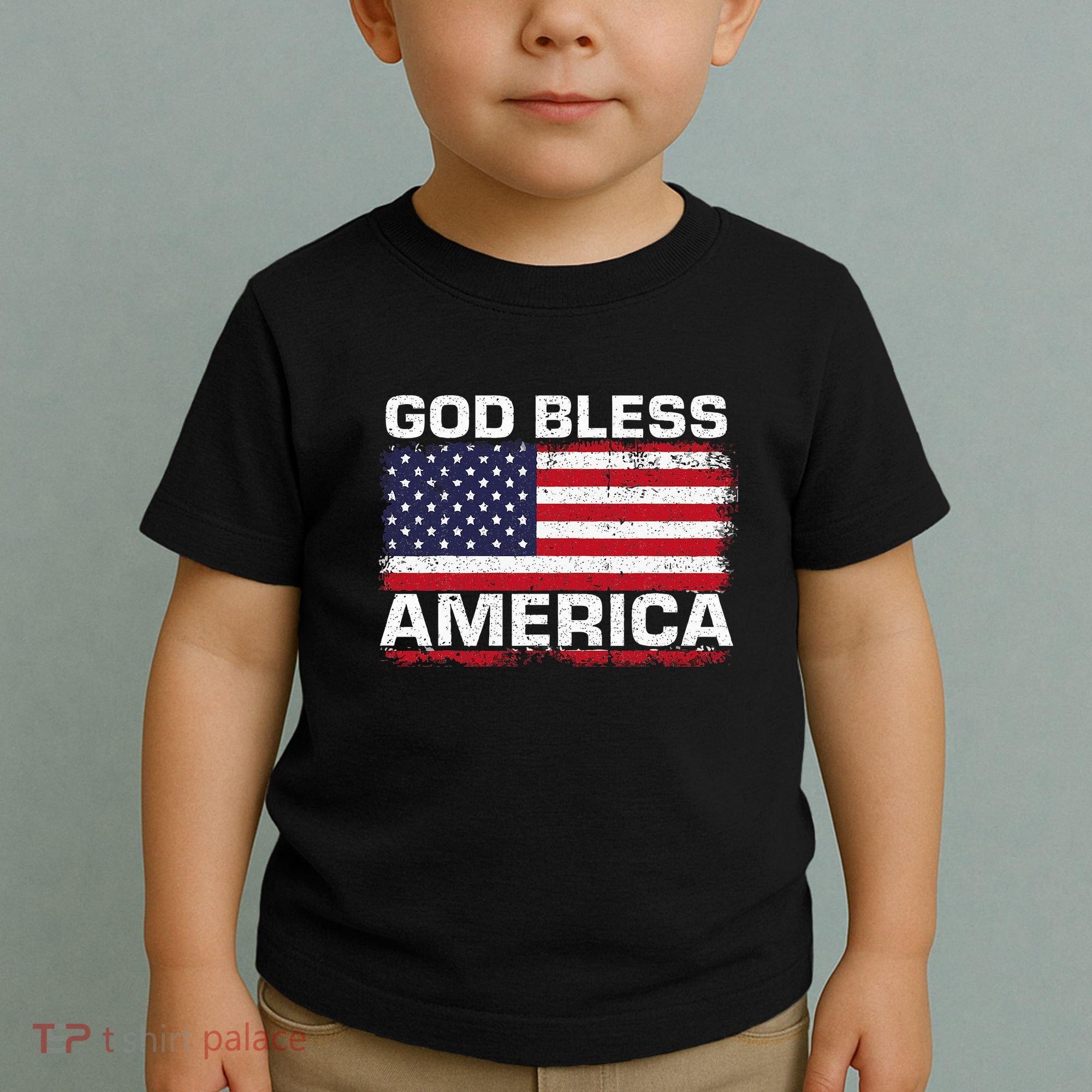 Usa Flag Patriotic God Bless America Toddler T-Shirt