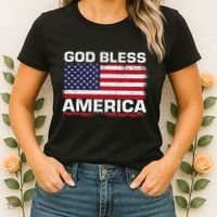 Usa Flag Patriotic God Bless America Women's T-Shirt thumb 2