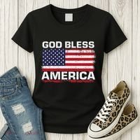 Usa Flag Patriotic God Bless America Women's T-Shirt thumb 3