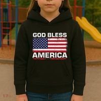 Usa Flag Patriotic God Bless America Kids Hoodie thumb 3