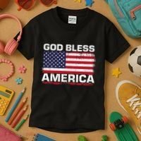 Usa Flag Patriotic God Bless America Kids T-Shirt thumb 3
