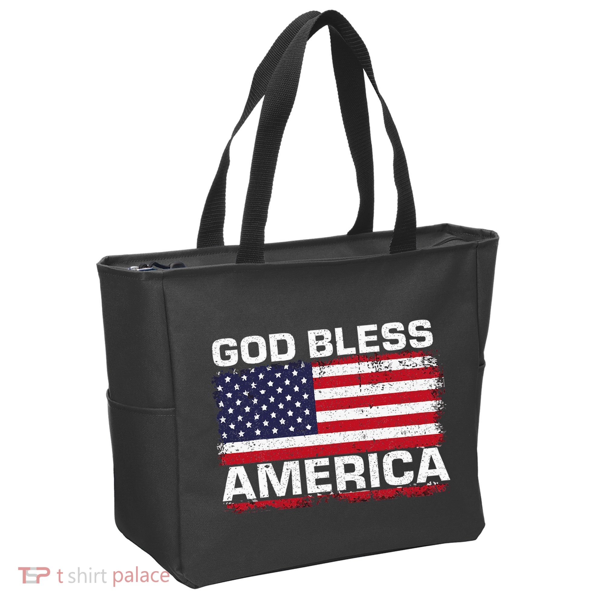 Usa Flag Patriotic God Bless America Tote Bag