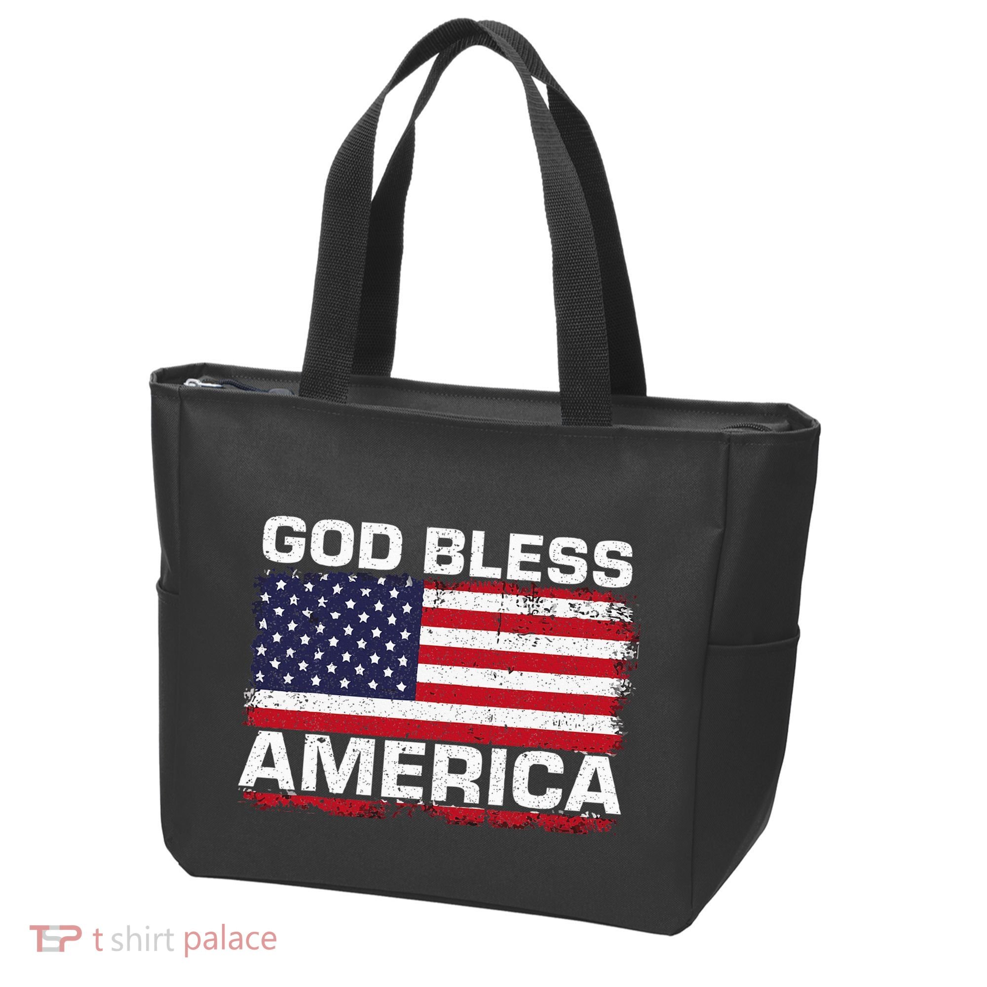 Usa Flag Patriotic God Bless America Tote Bag