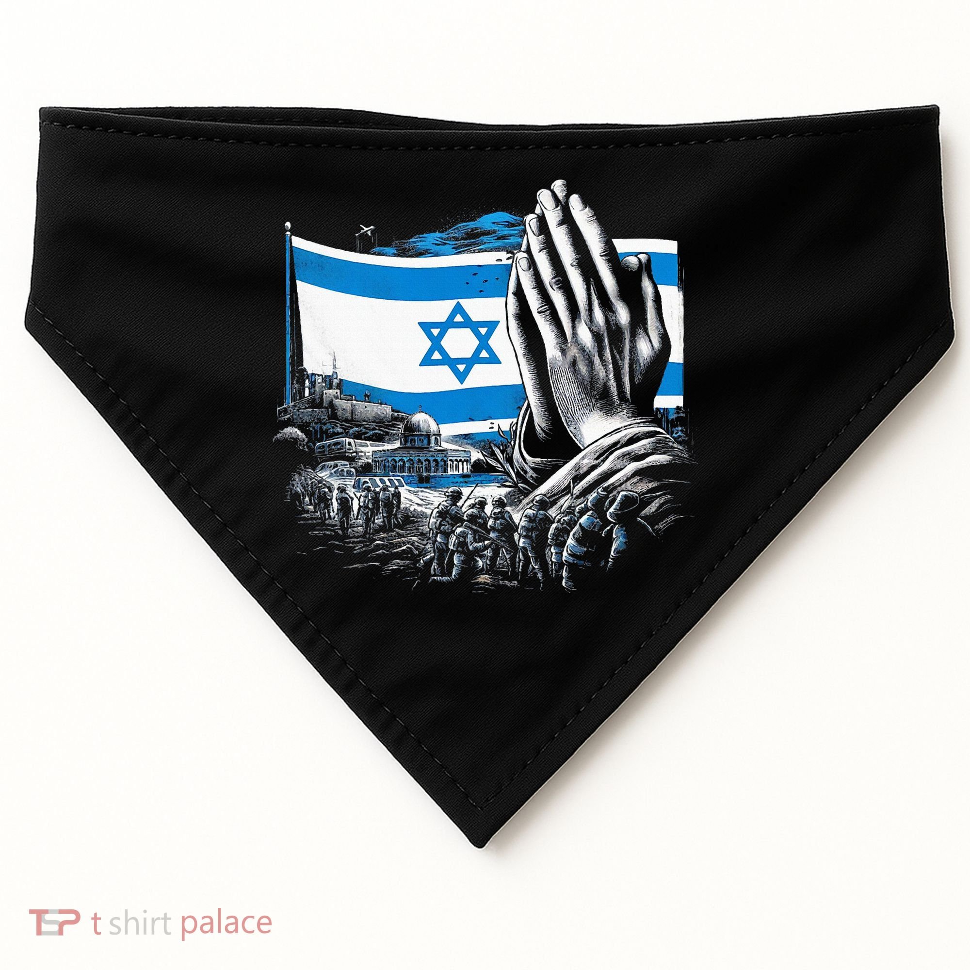 usa flag Pray for Israel USA-Made Doggie Bandana
