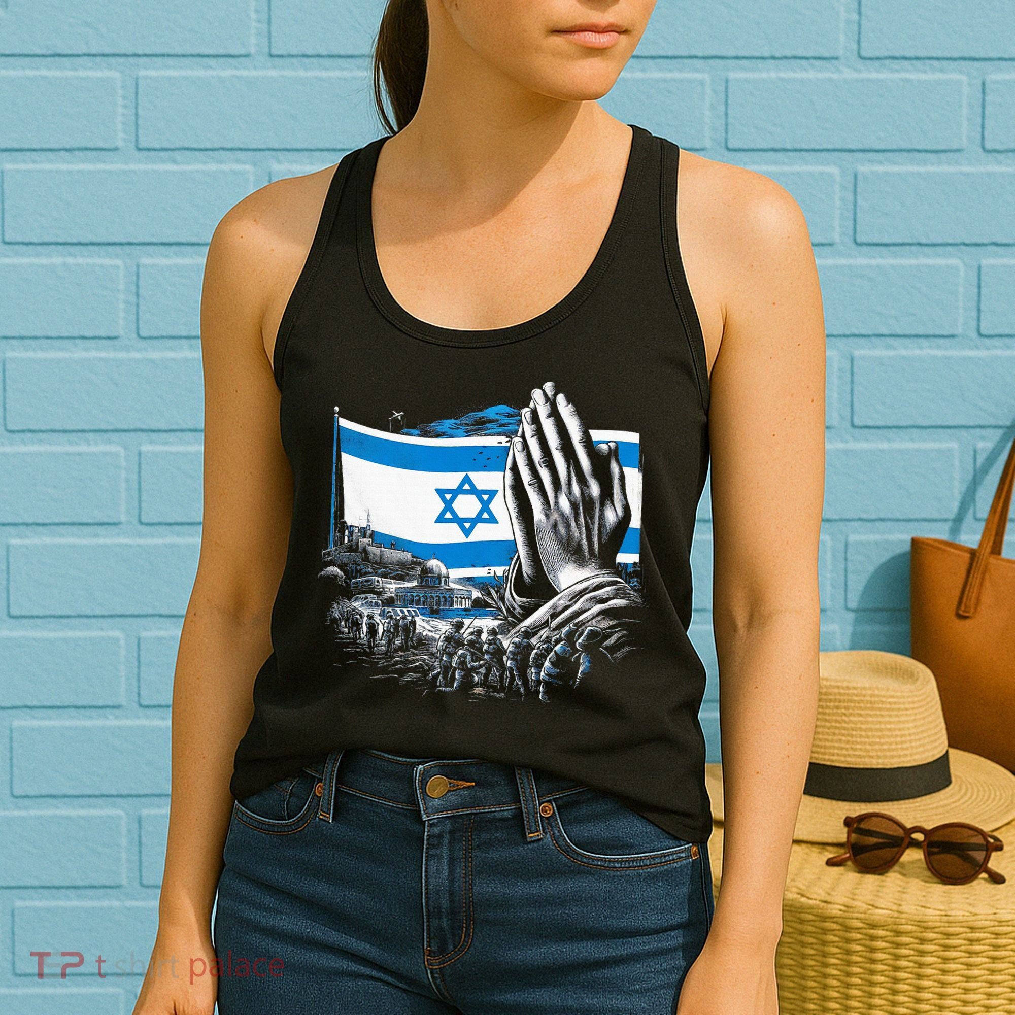 usa flag Pray for Israel Women's Tank Top
