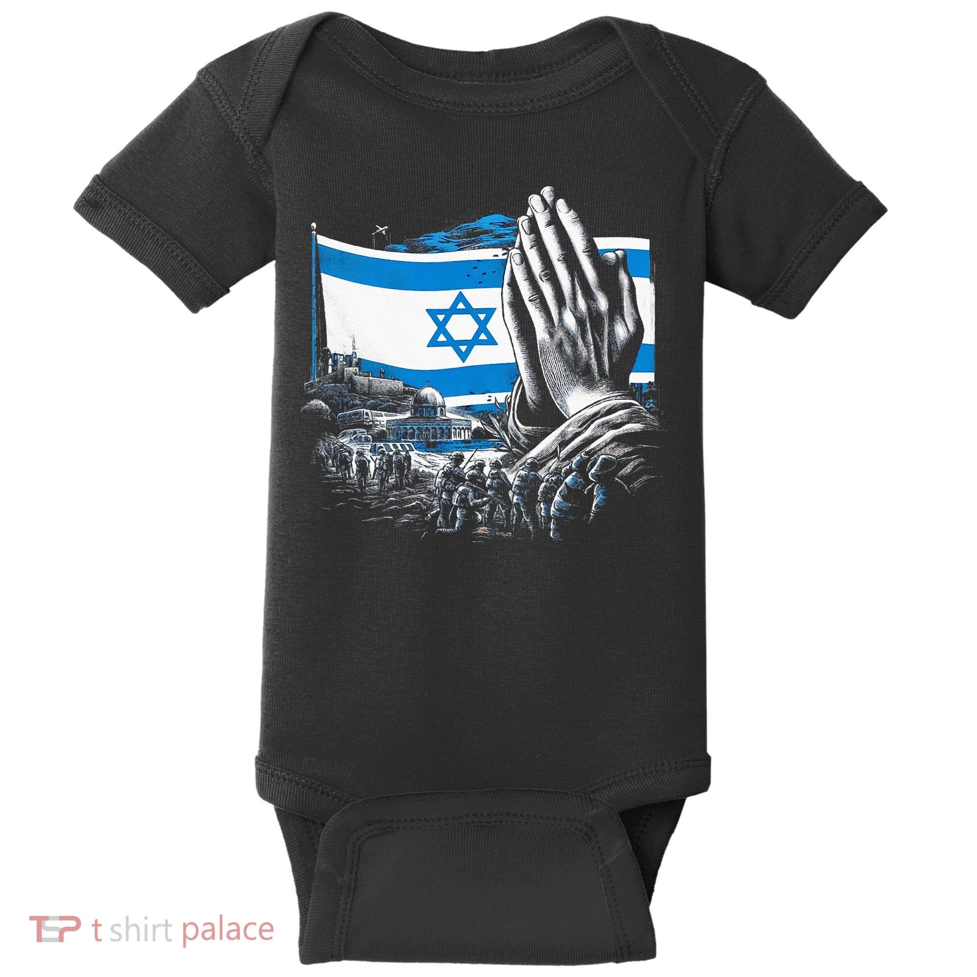 usa flag Pray for Israel Baby Bodysuit