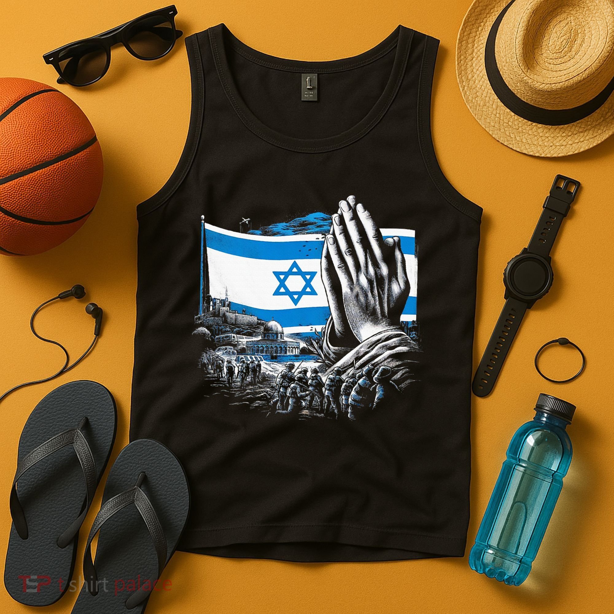 usa flag Pray for Israel Tank Top