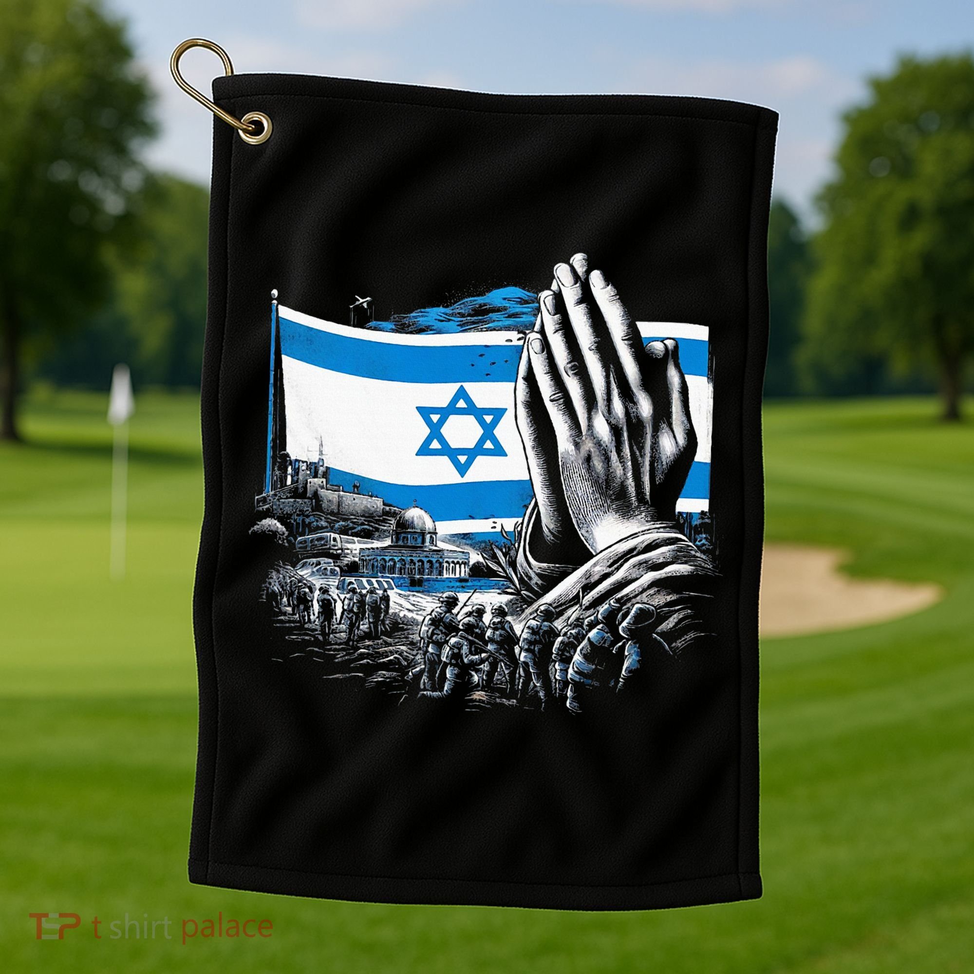 usa flag Pray for Israel Golf Towel