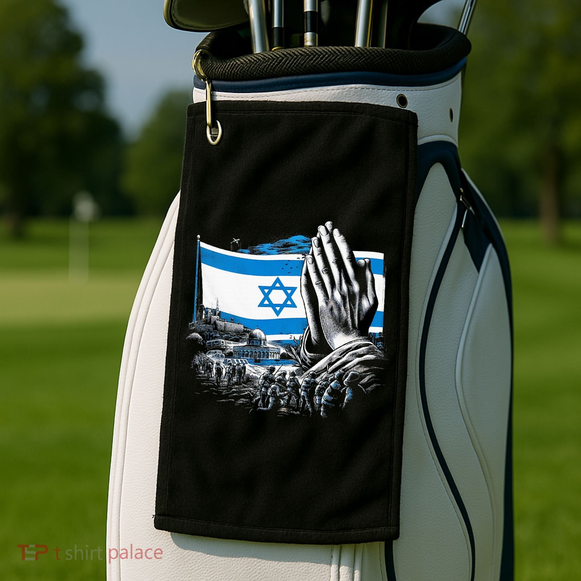 usa flag Pray for Israel Golf Towel