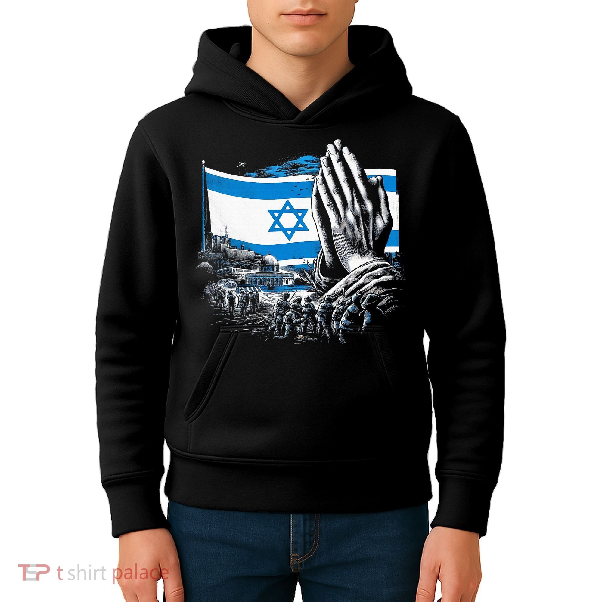 usa flag Pray for Israel Kids Hoodie