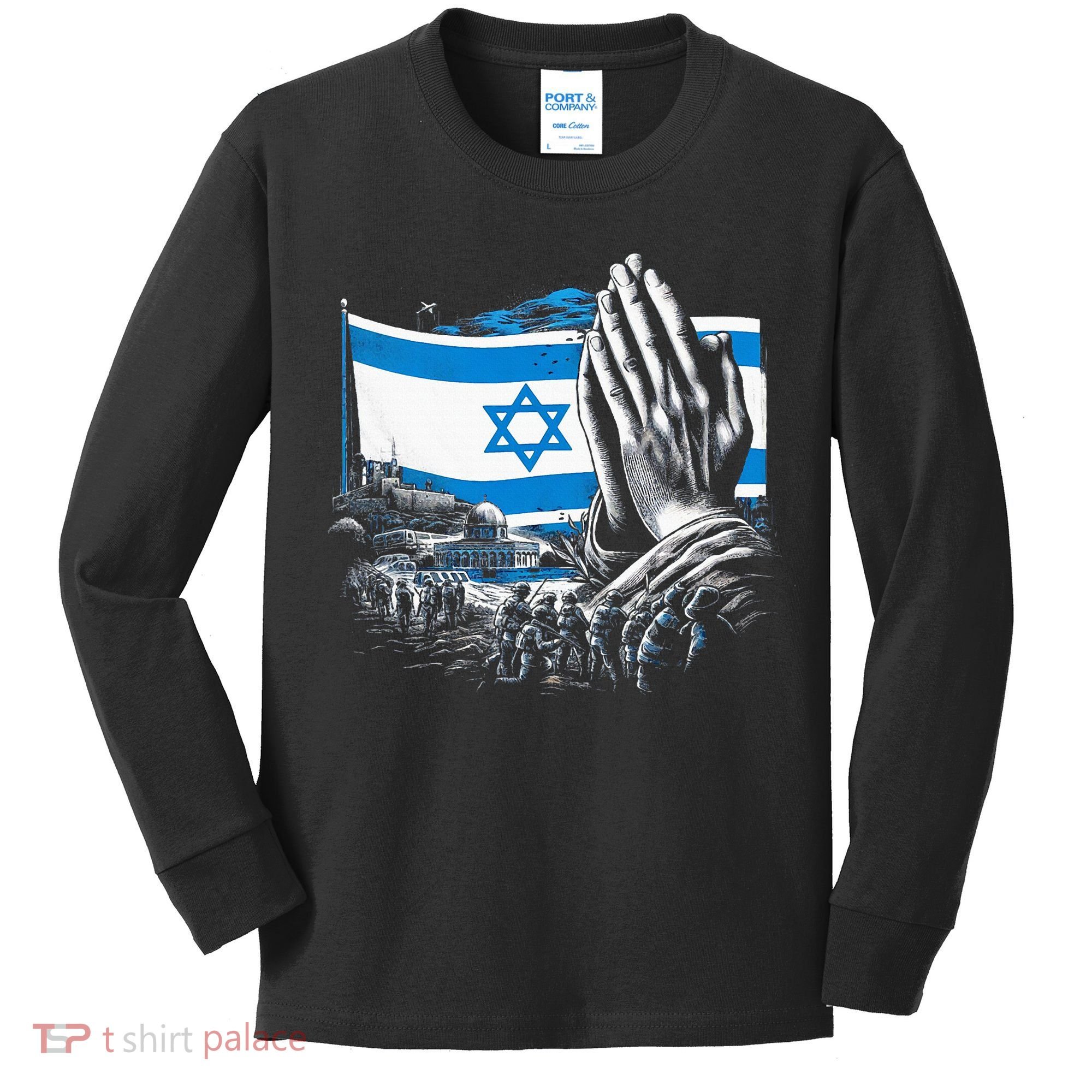 usa flag Pray for Israel Kids Long Sleeve Shirt
