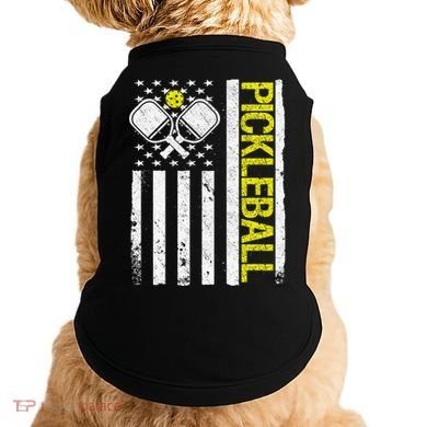US Flag Pickleball Player Paddleball Lover Doggie Tank