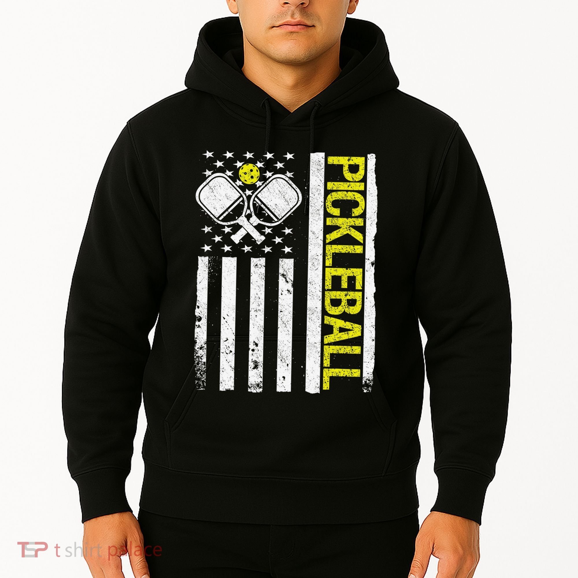 US Flag Pickleball Player Paddleball Lover Hoodie