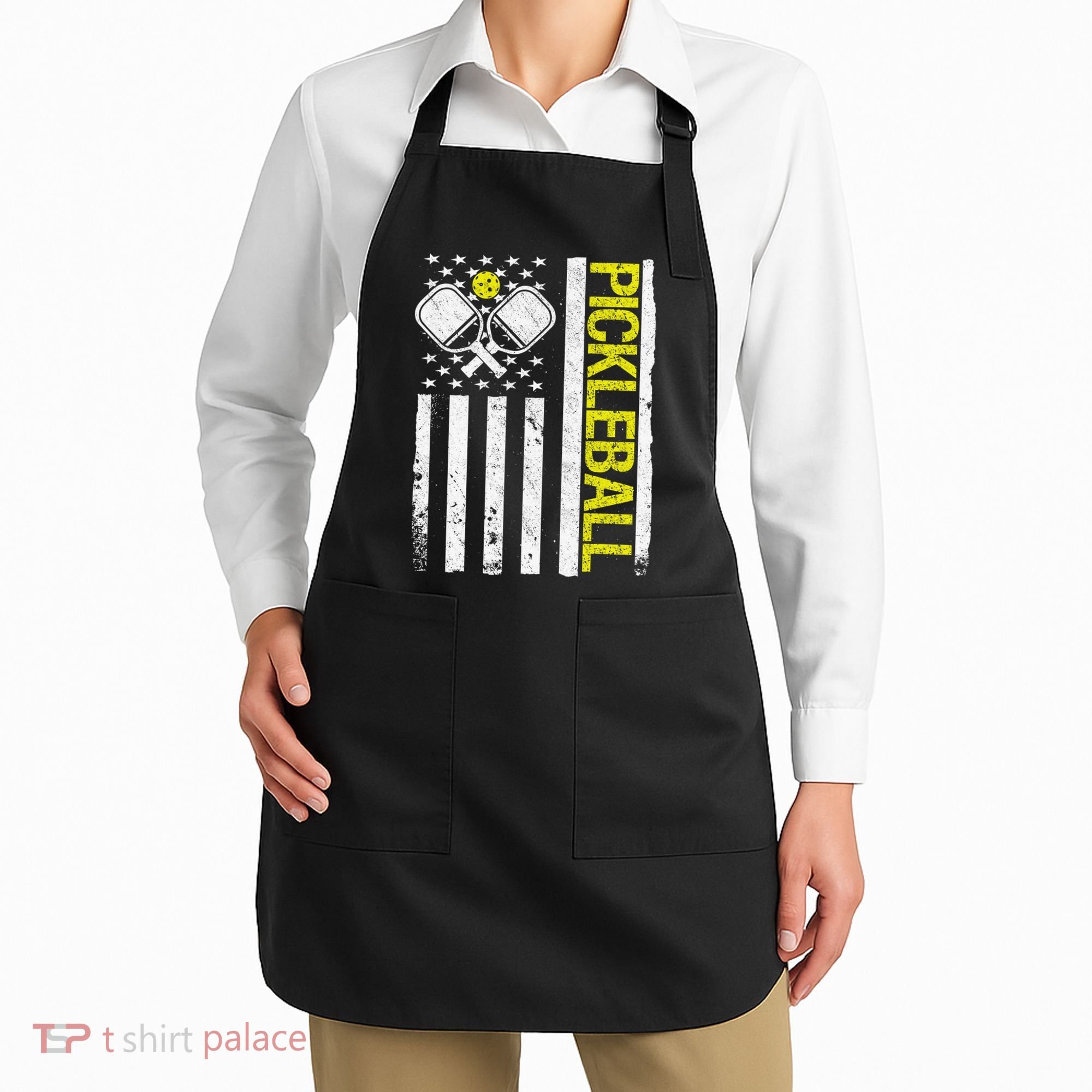 US Flag Pickleball Player Paddleball Lover Apron