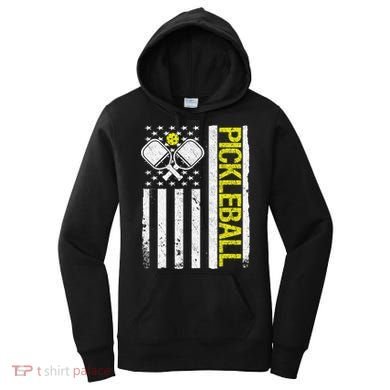 US Flag Pickleball Player Paddleball Lover Women's Hoodie