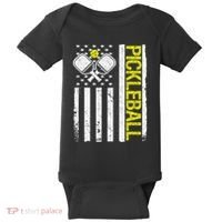 US Flag Pickleball Player Paddleball Lover Baby Bodysuit thumb 0
