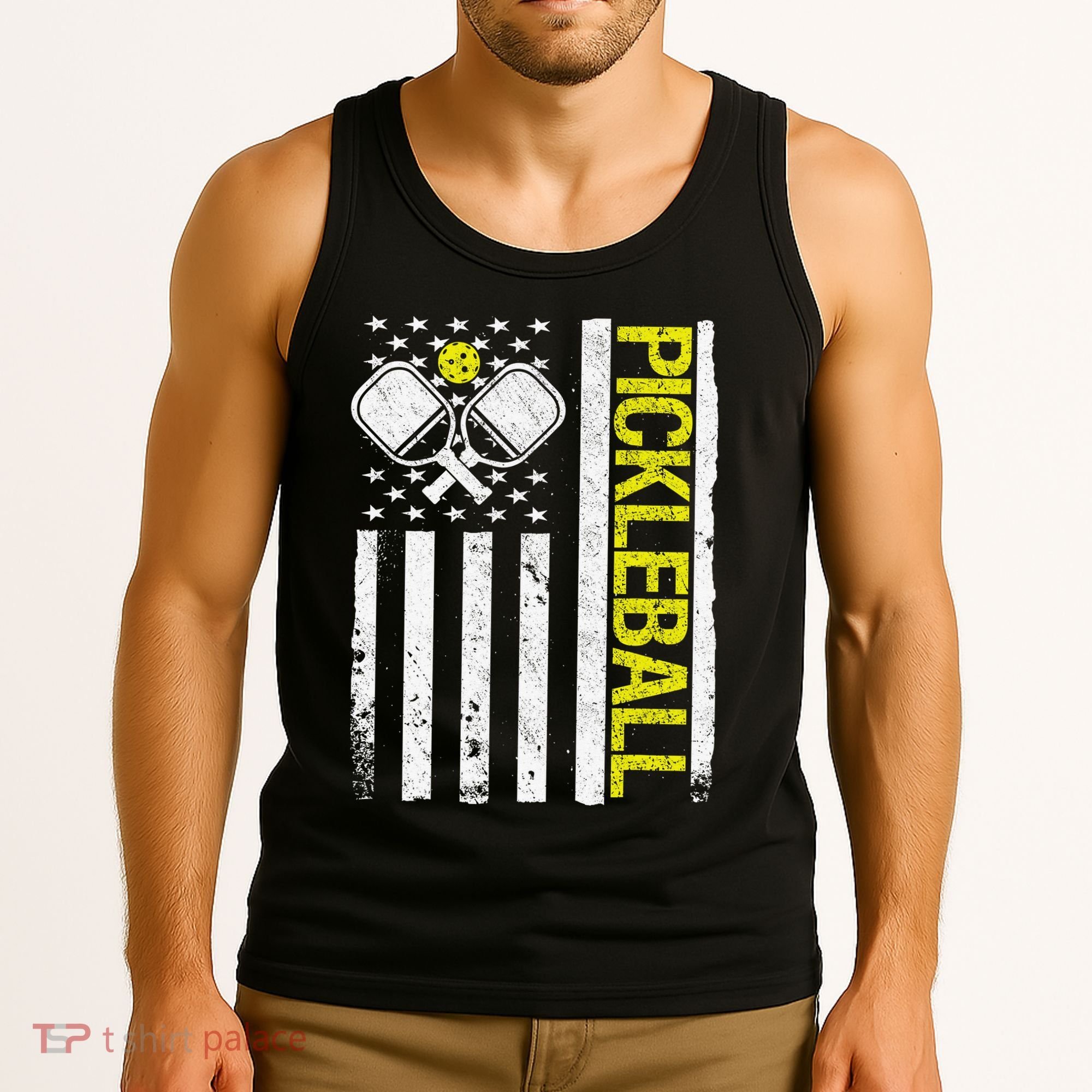 US Flag Pickleball Player Paddleball Lover Tank Top