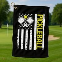 US Flag Pickleball Player Paddleball Lover Golf Towel thumb 1