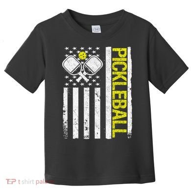 US Flag Pickleball Player Paddleball Lover Toddler T-Shirt
