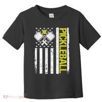 US Flag Pickleball Player Paddleball Lover Toddler T-Shirt thumb 0