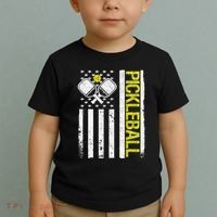 US Flag Pickleball Player Paddleball Lover Toddler T-Shirt thumb 2