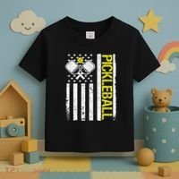 US Flag Pickleball Player Paddleball Lover Toddler T-Shirt thumb 3