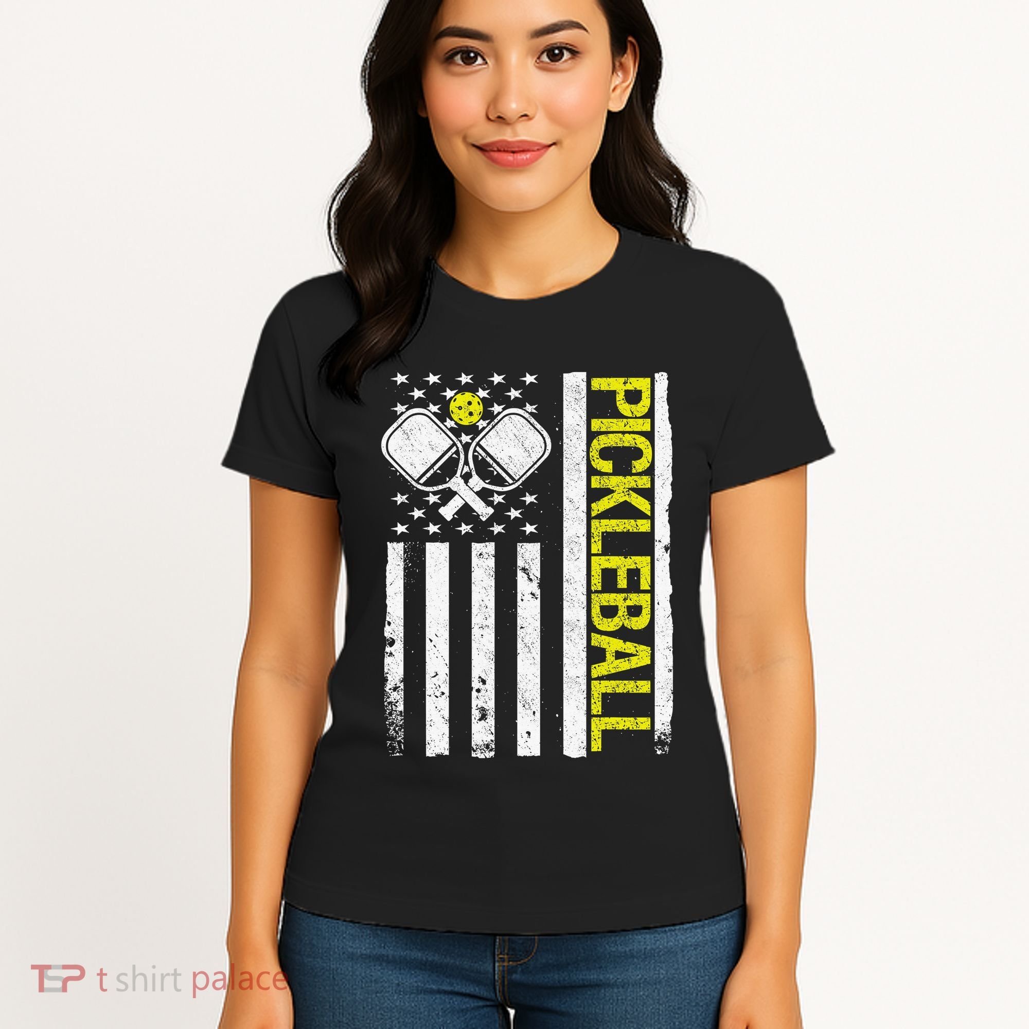 US Flag Pickleball Player Paddleball Lover Women's T-Shirt