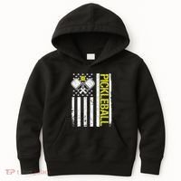 US Flag Pickleball Player Paddleball Lover Kids Hoodie thumb 0