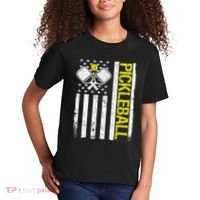 US Flag Pickleball Player Paddleball Lover Kids T-Shirt thumb 2