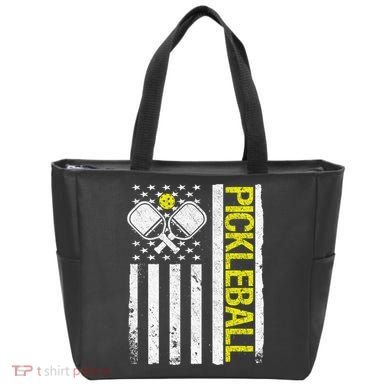 US Flag Pickleball Player Paddleball Lover Tote Bag