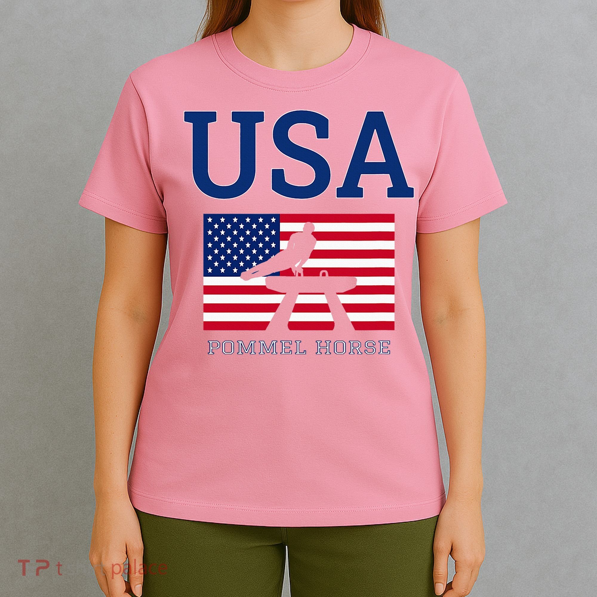 Usa Flag Pommel Horse Gymnastics Team American Gymnast T-Shirt