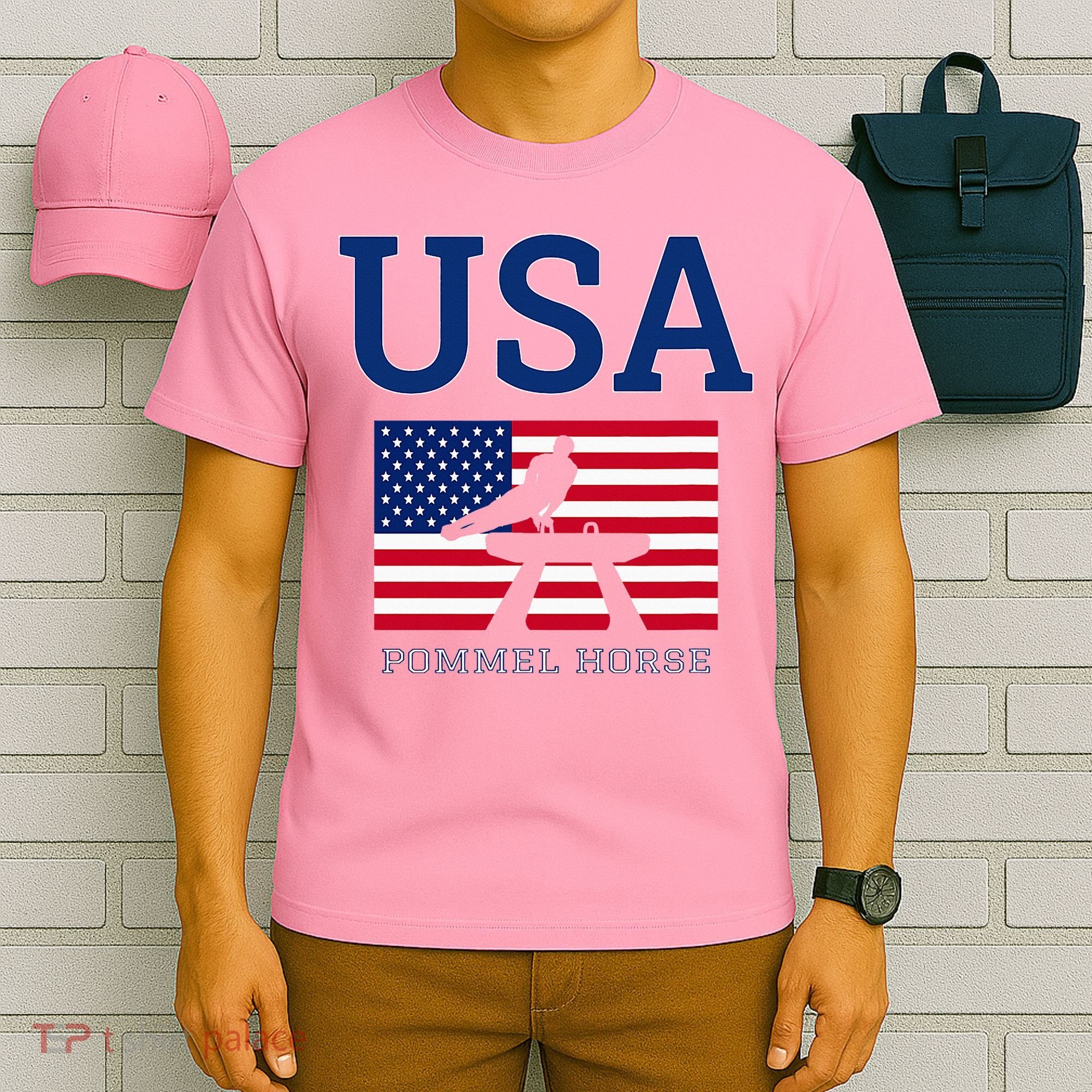 Usa Flag Pommel Horse Gymnastics Team American Gymnast T-Shirt