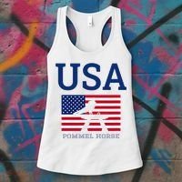 Usa Flag Pommel Horse Gymnastics Team American Gymnast Women's Tank Top thumb 3