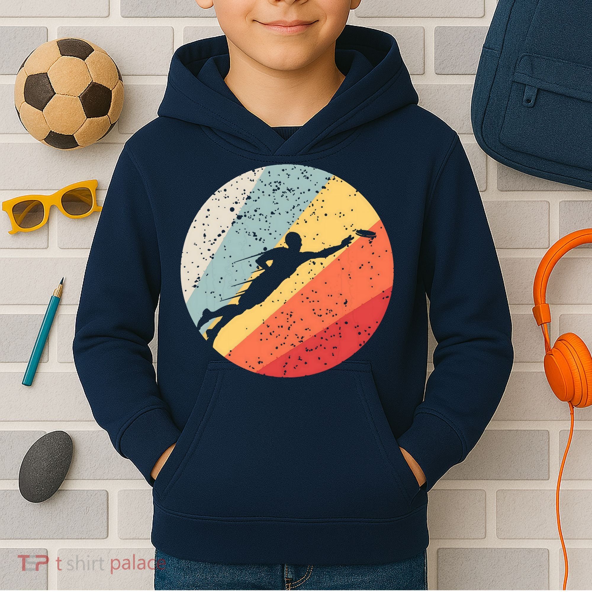 Ultimate Frisbee Retro Distressed Kids Hoodie