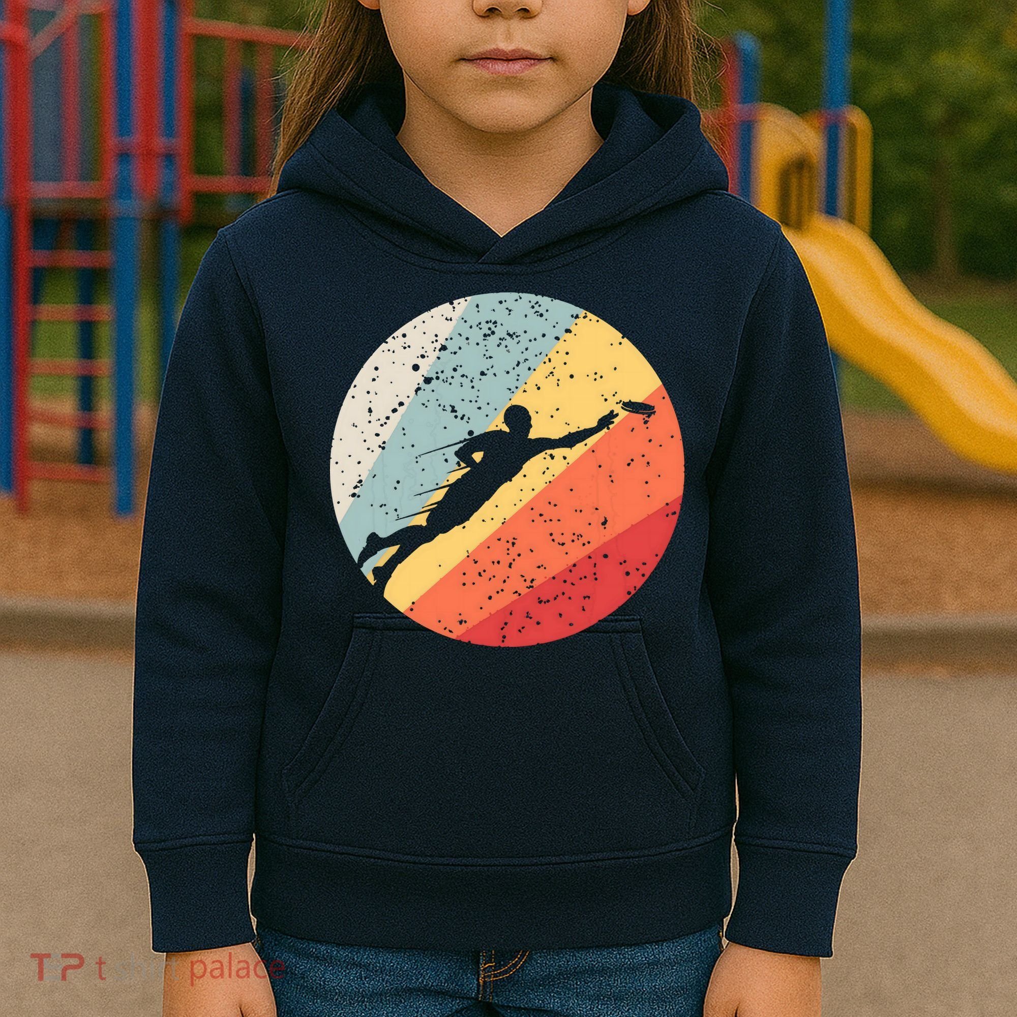 Ultimate Frisbee Retro Distressed Kids Hoodie