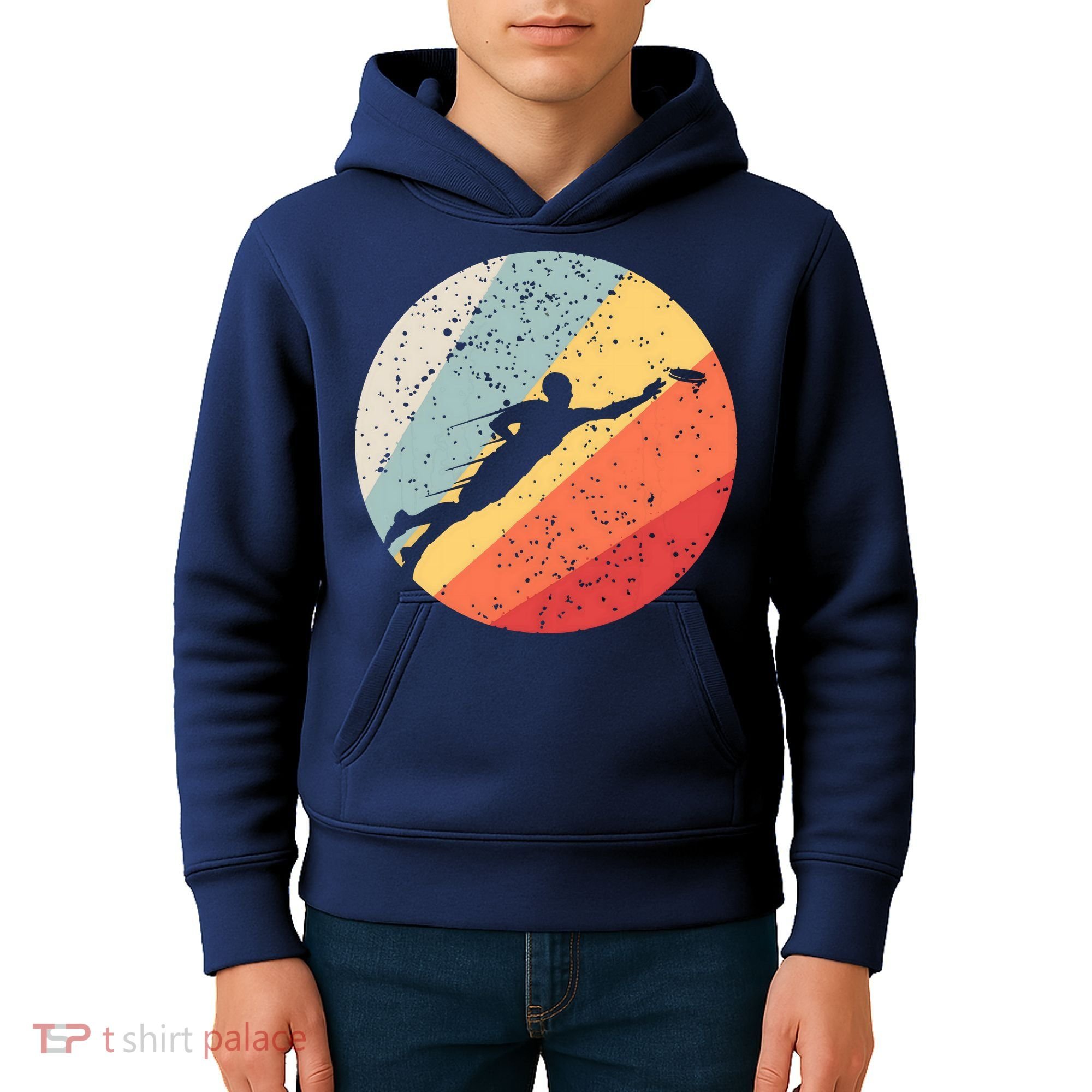 Ultimate Frisbee Retro Distressed Kids Hoodie