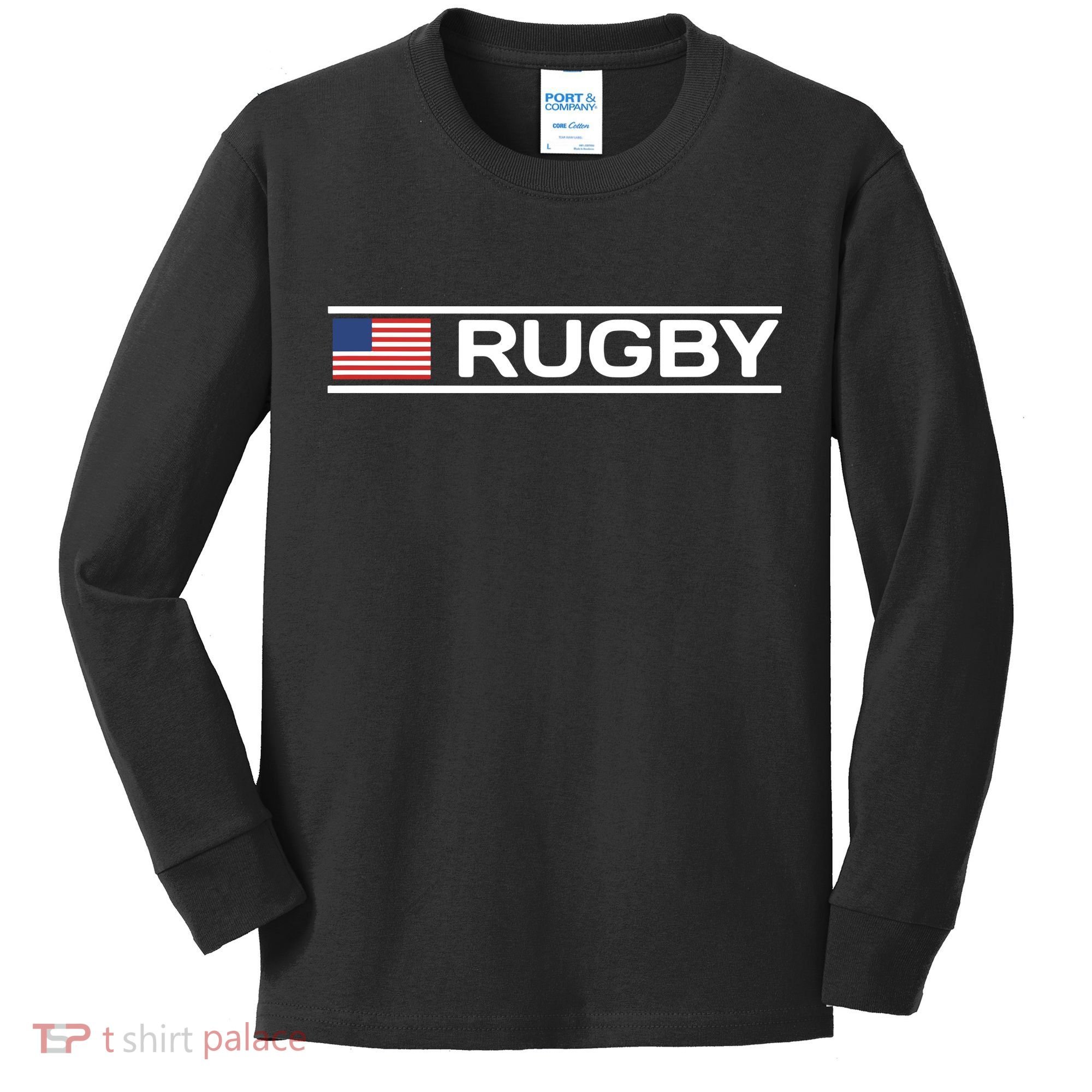 USA Flag Rugby Kids Long Sleeve Shirt