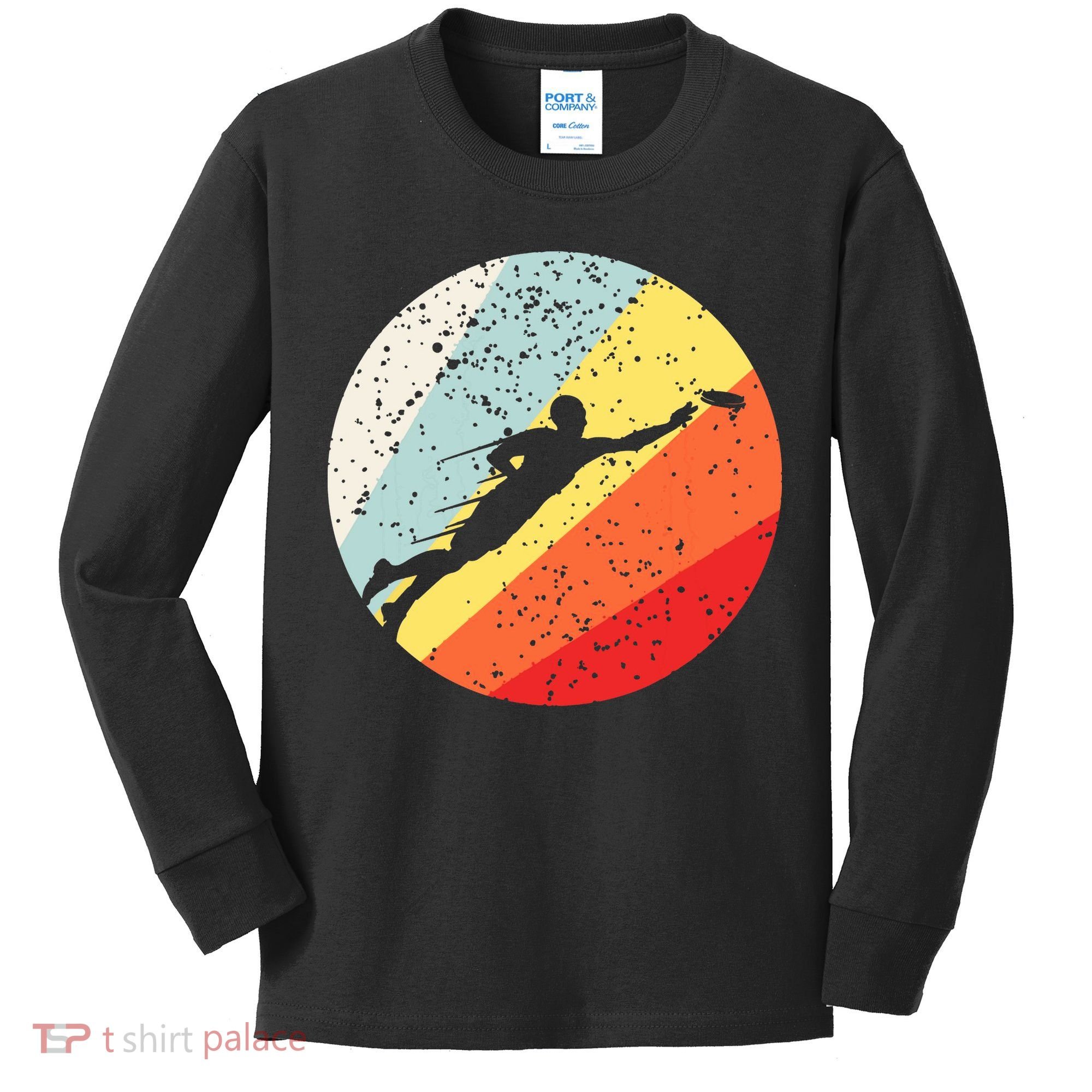 Ultimate Frisbee Retro Distressed Kids Long Sleeve Shirt