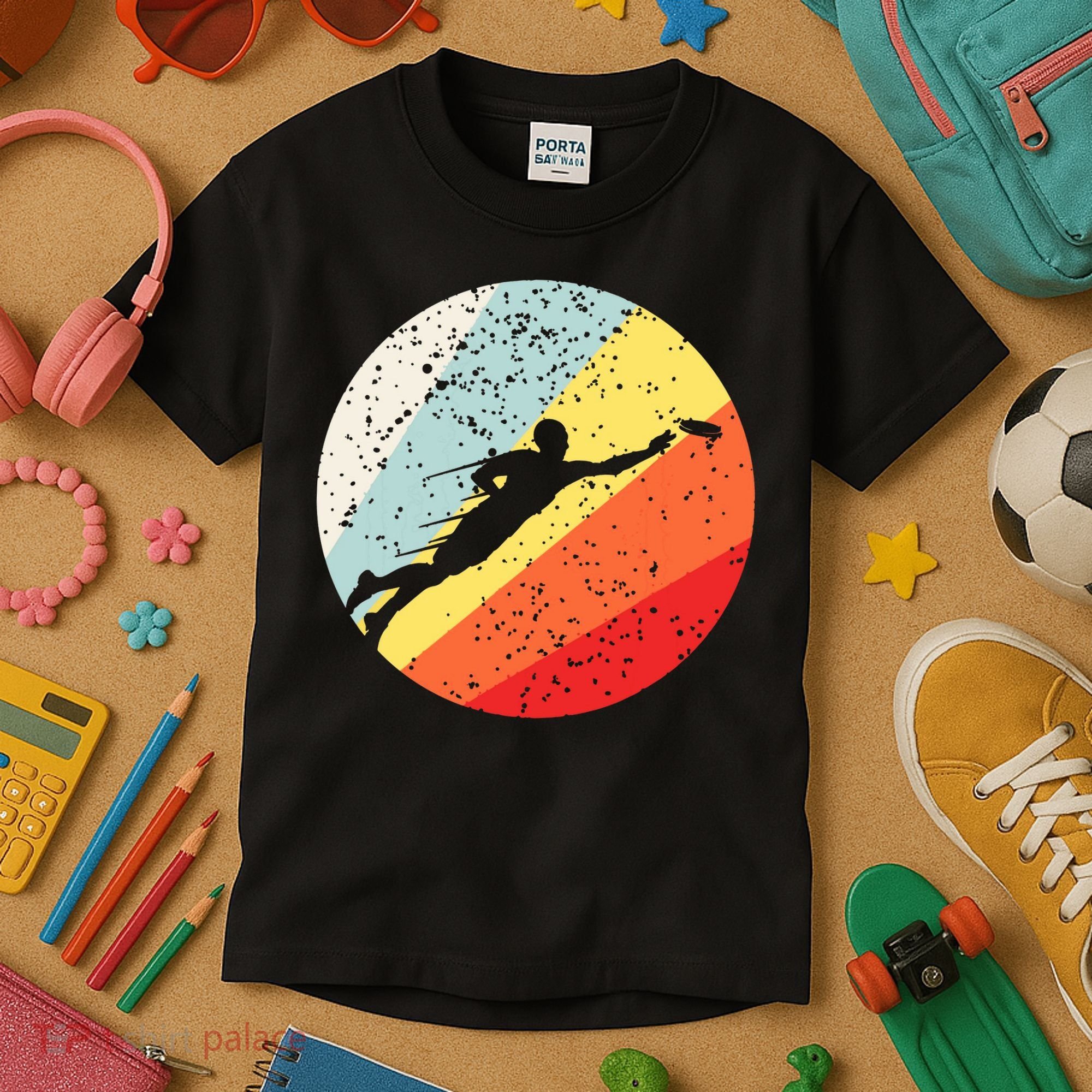 Ultimate Frisbee Retro Distressed Kids T-Shirt