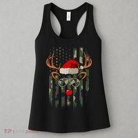 USA Flag Reindeer Camo Christmas Pajama Patriotic XMas Women's Tank Top thumb 3