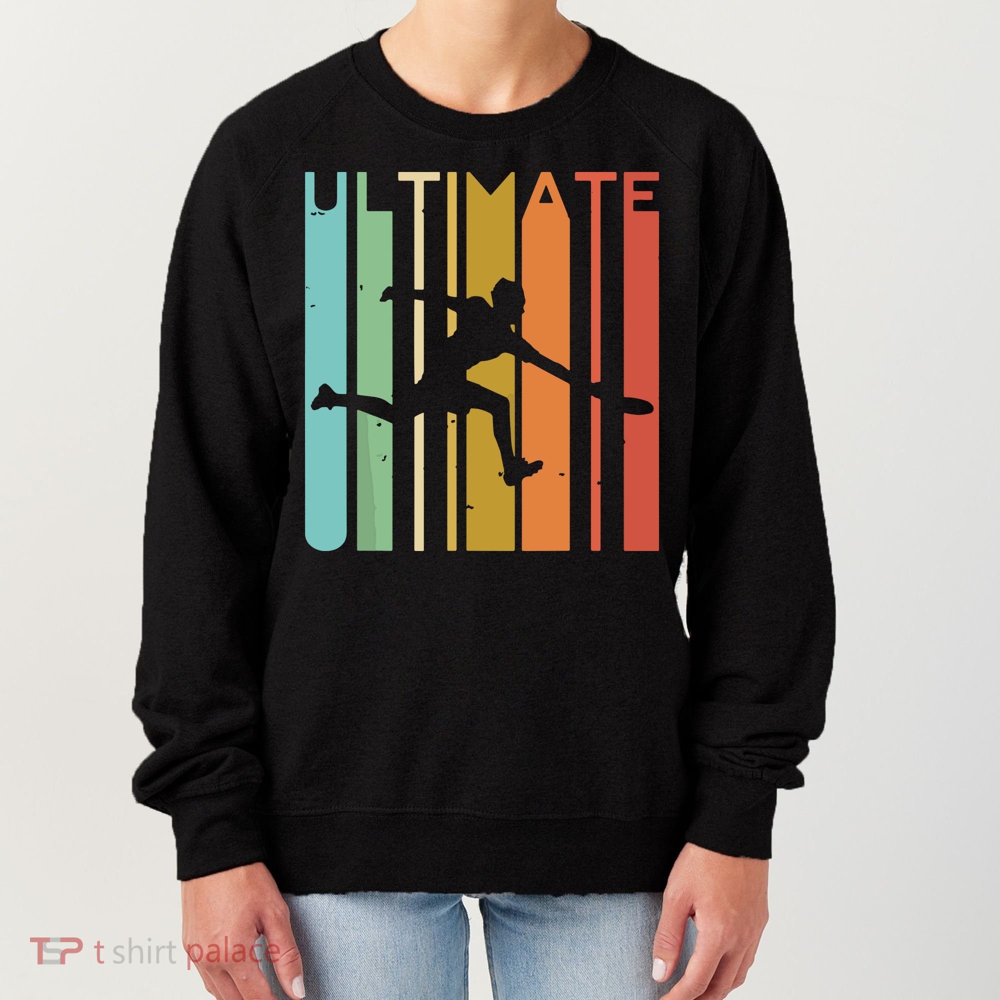 Ultimate Frisbee Retro Player Flying Disc Throwing Women's Sweatshirt