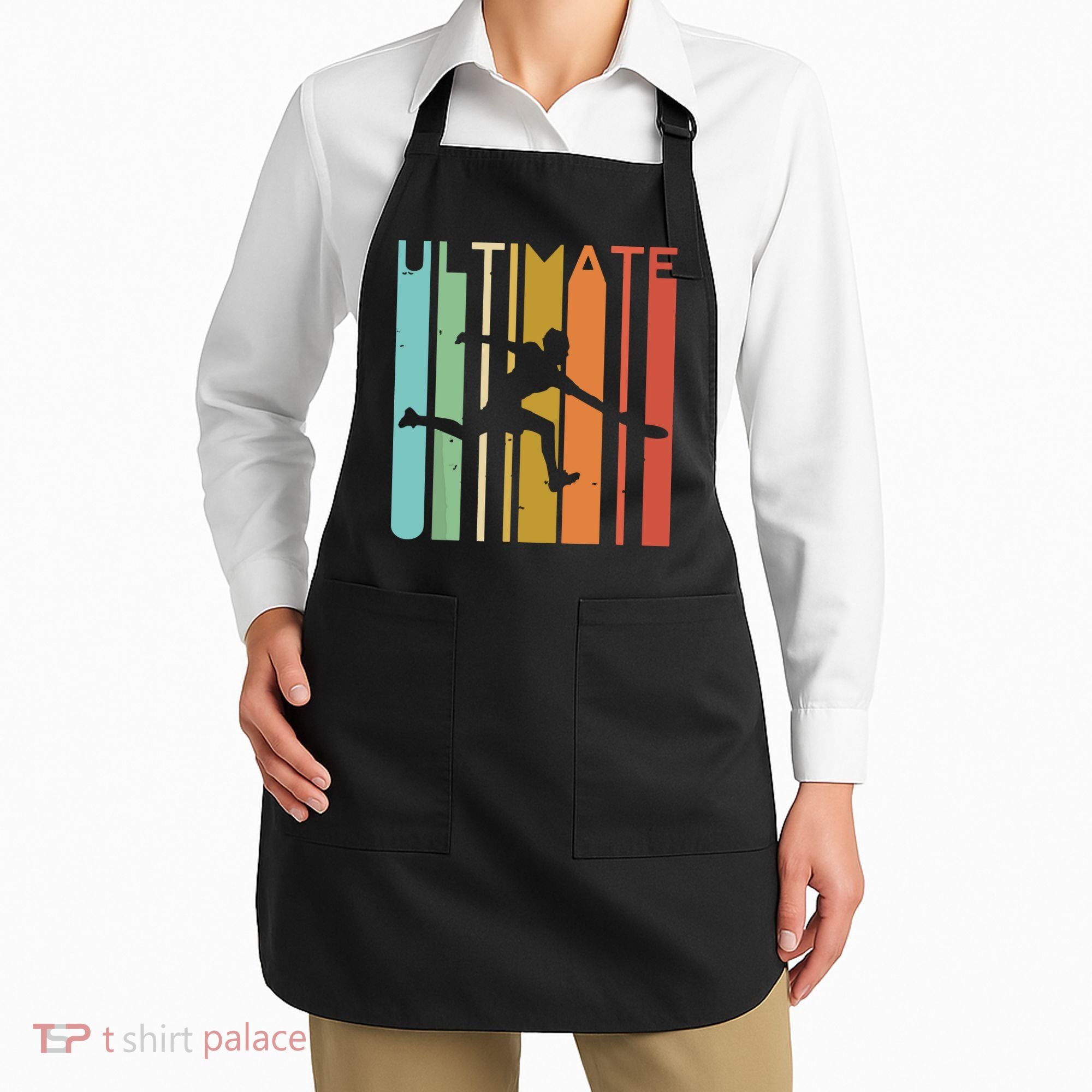 Ultimate Frisbee Retro Player Flying Disc Throwing Apron